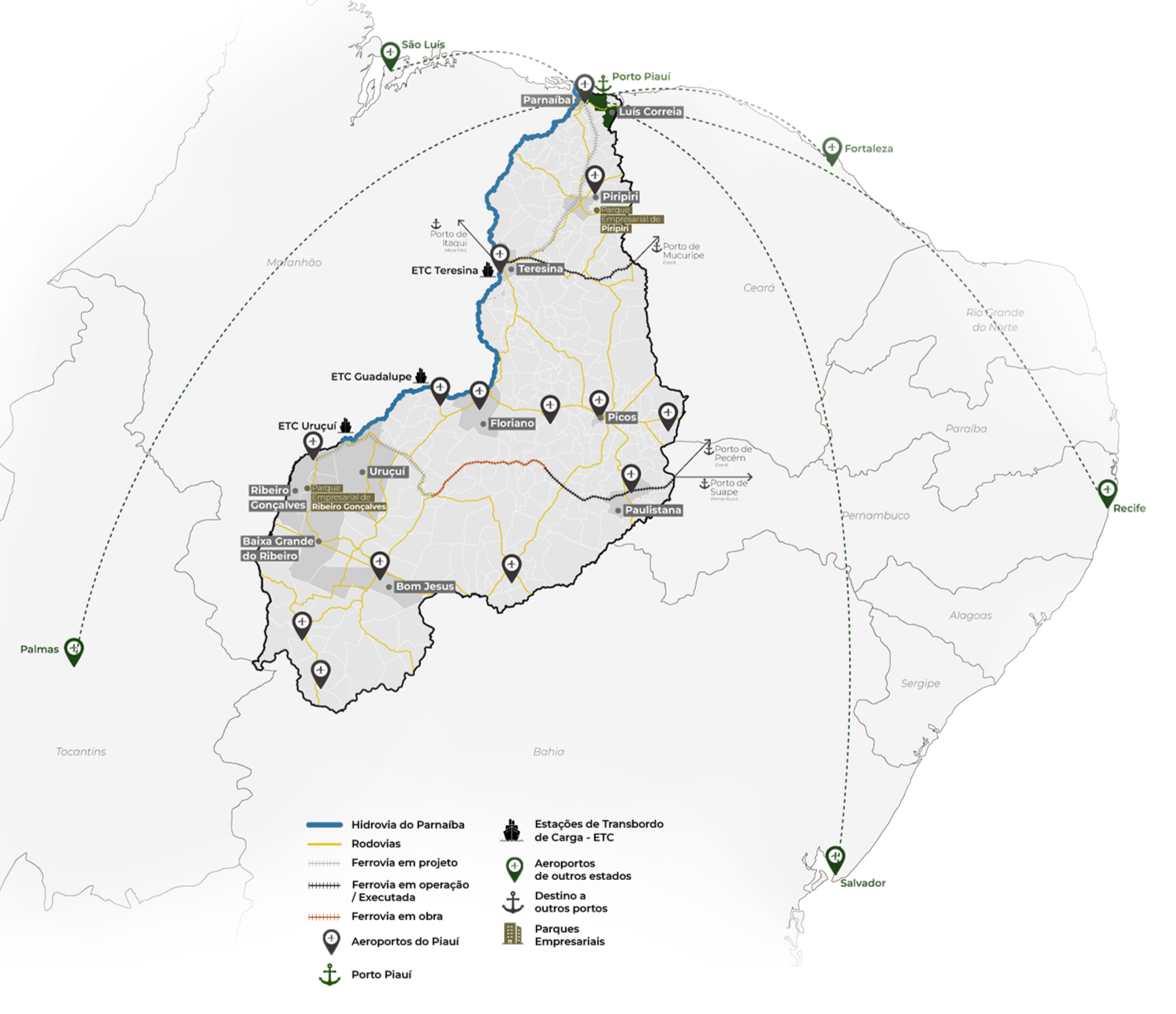 Mapa do Projeto Intermodal Vale do Parnaíba