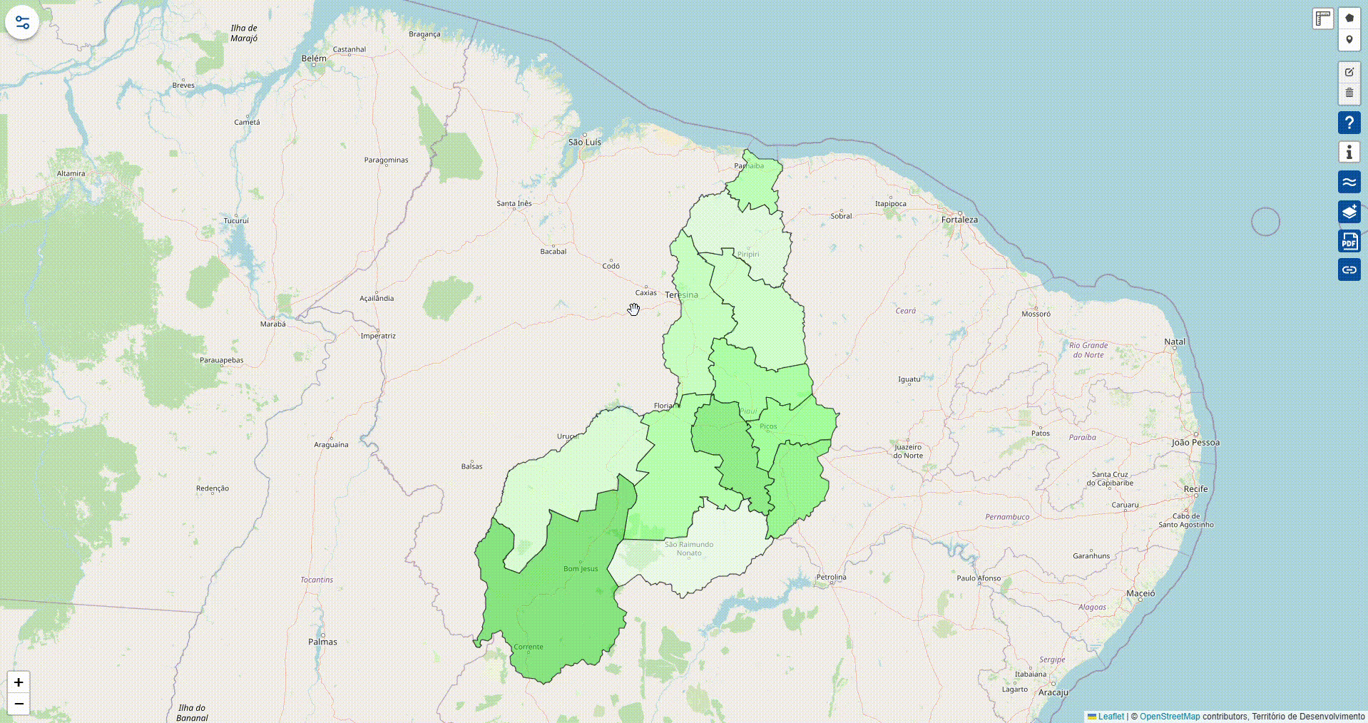 Demonstração da interface interativa da plataforma Piauí em Dados